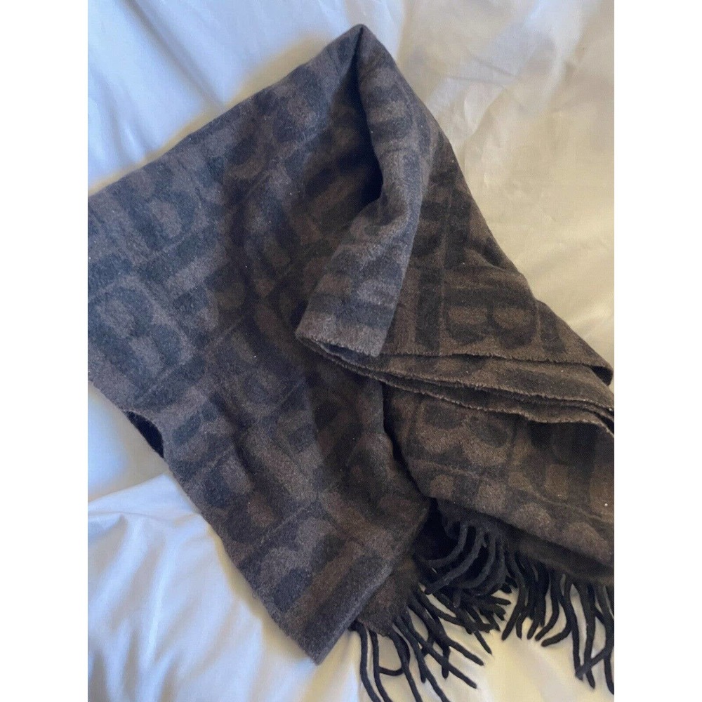 Burberry Black Brown Classic Burberry Monogram B Check Lana wool Shawl Large - Picture 6 of 10